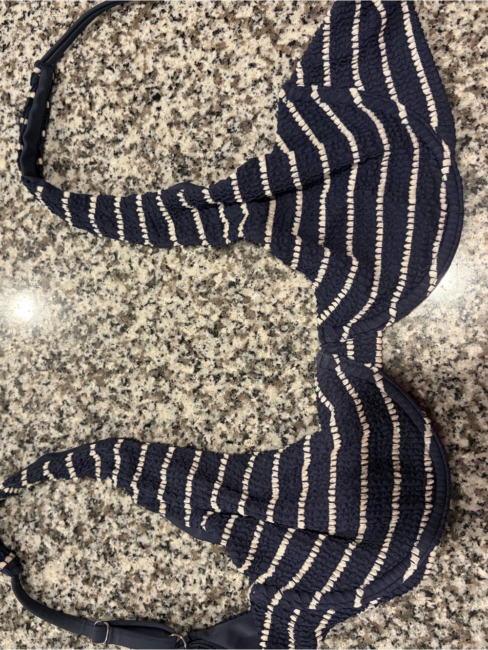 Abercrombie & Fitch Navy and Cream Striped Bikini Set